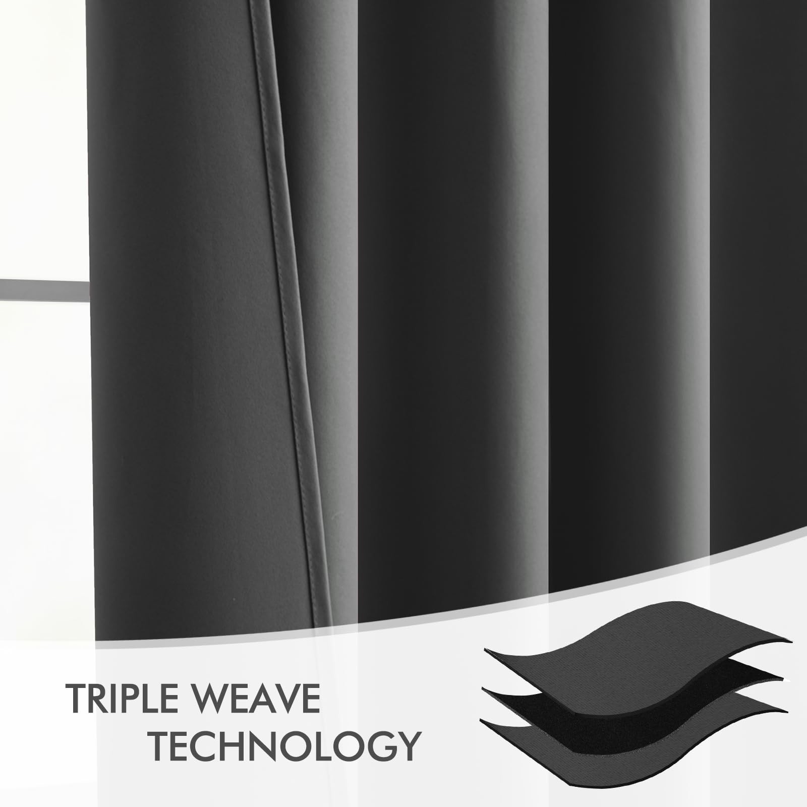 Back Tab Grey Blackout Curtains 120 Inch Long 2 Panels Set for Living Room Be…