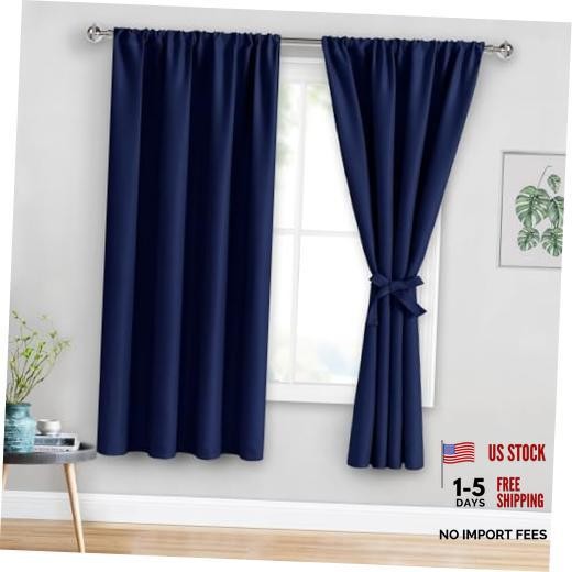 Blackout Curtains for Bedroom– Thermal 42″W x 63″L (Pack of 2) Navy Blue