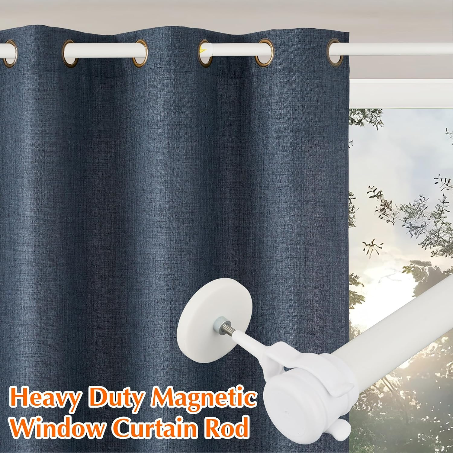 MUTUACTOR 1PCS Magnetic Curtains Rods,Heavy-Duty White Magnetic Door Curtain Rod