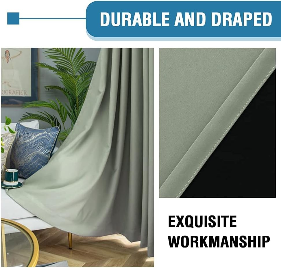 100% Blackout Curtains for Bedroom Thermal Insulated Blackout Curtains 54 Inch L