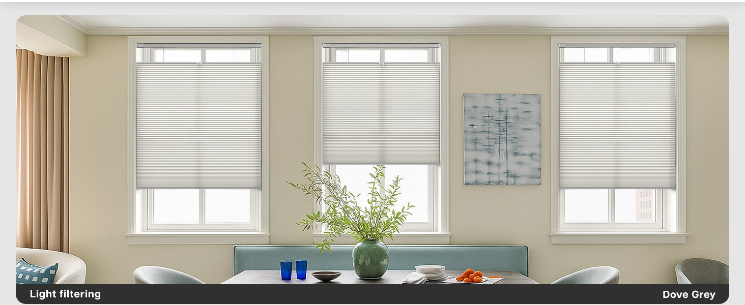 Lazblinds No Drill TDBU Cellular Shades, 45″ W x 72″ H, White | Blackout