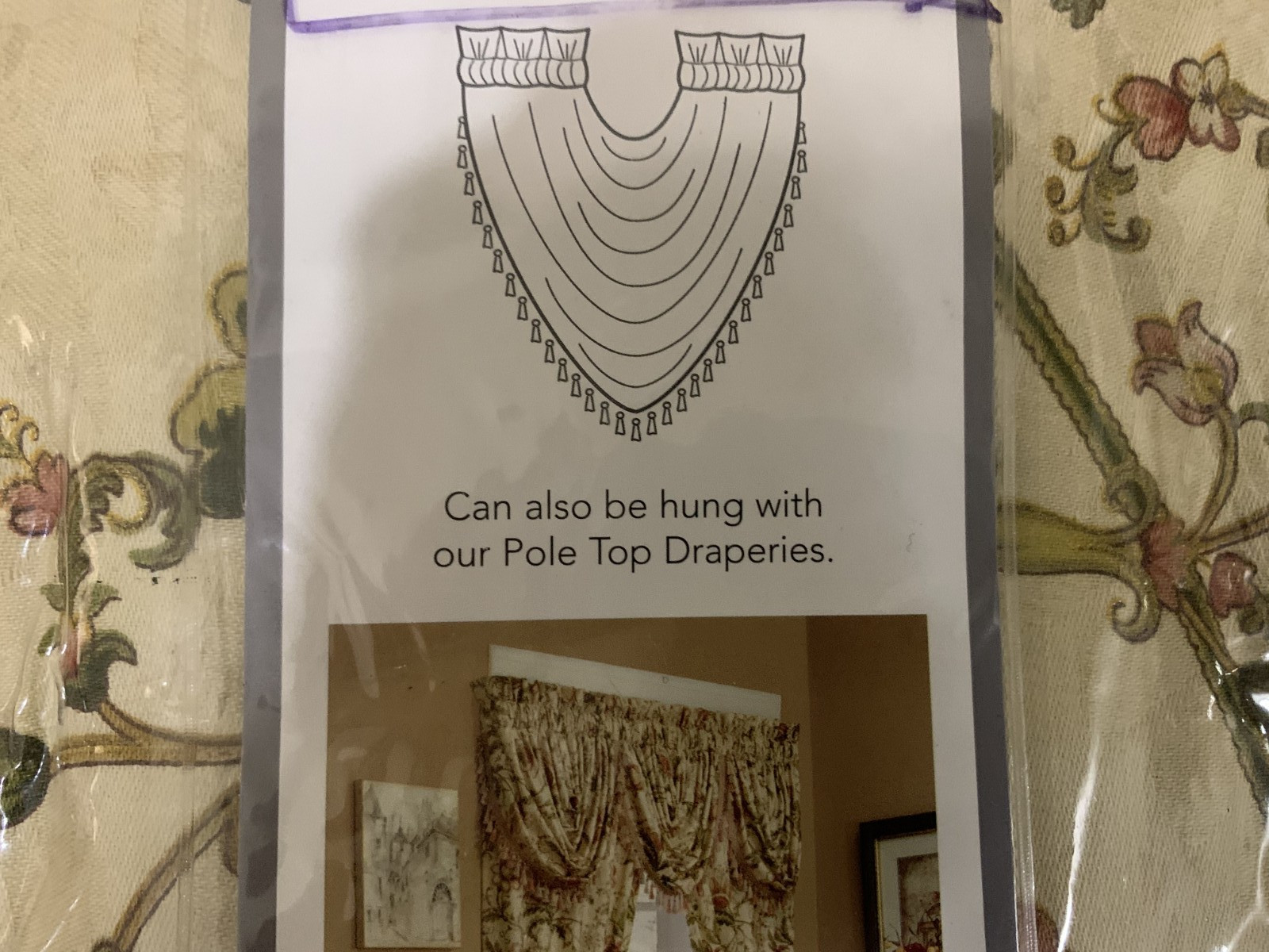 Croscill Bryce Floral Waterfall Swag Valance 48″ x 33″ Tassels Cotton NIP