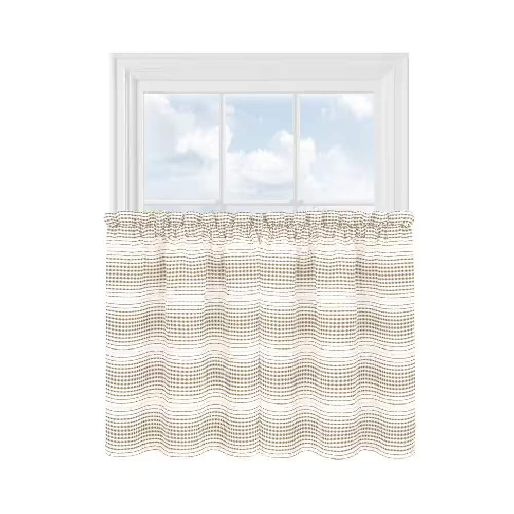 Gramercy Taupe Polyester Gradient Stripe 58 In. W X 24 In. L Waffle Weave Indoor