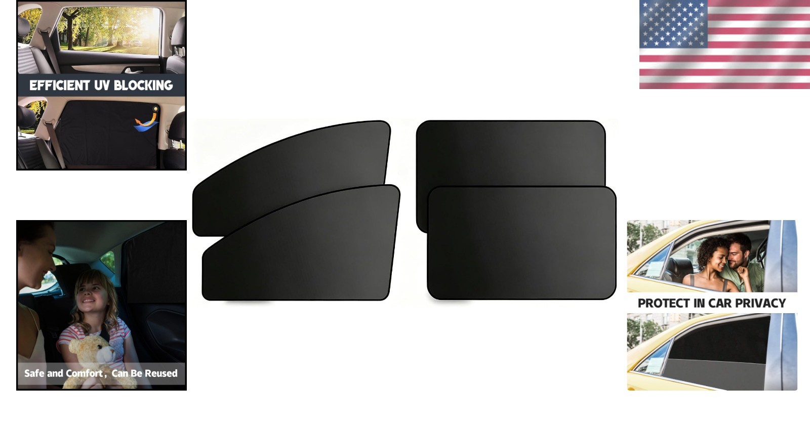 4 Pcs Black Silk Magnetic Car Window Curtains for Ultimate Privacy & Comfort