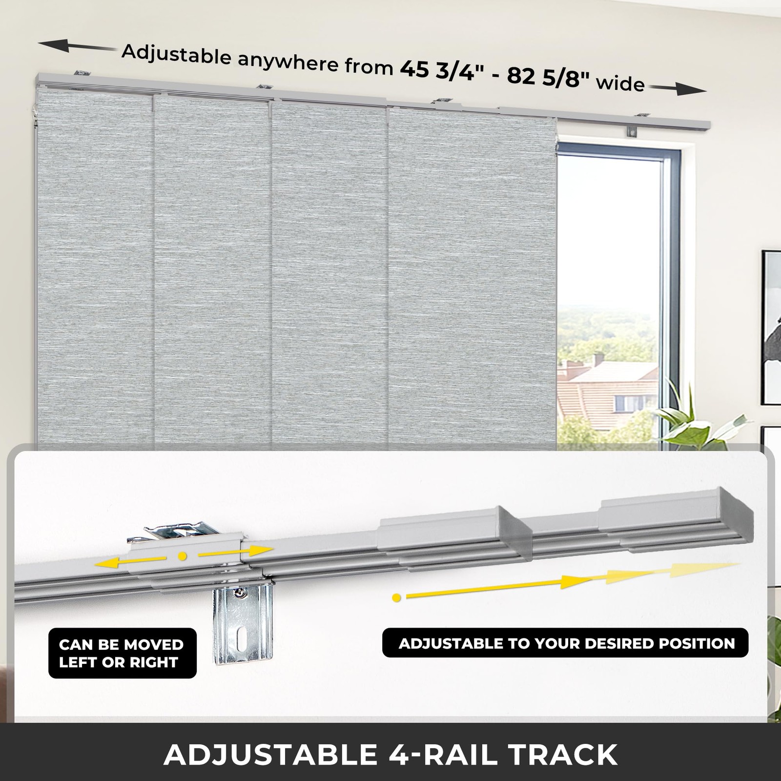 Panel Track Blinds for Sliding Doors, Blackout Grey