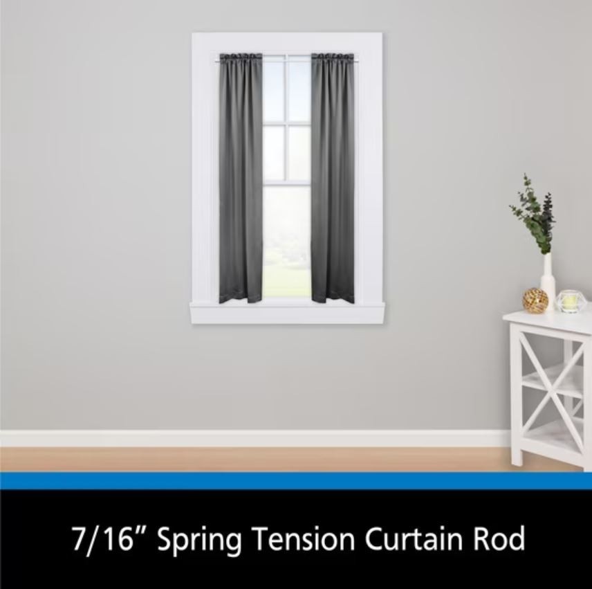 Mainstays Adjustable Spring Tension Curtain Rod 28-48 in White 7/16 Steel