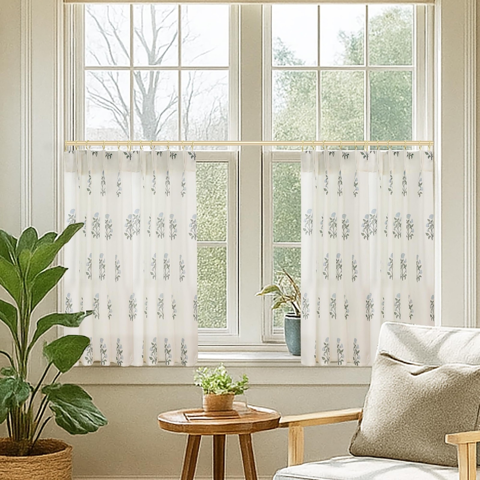 Cafe Curtains for Kitchen Pinch Pleated Small Window Curtains Over Sink
