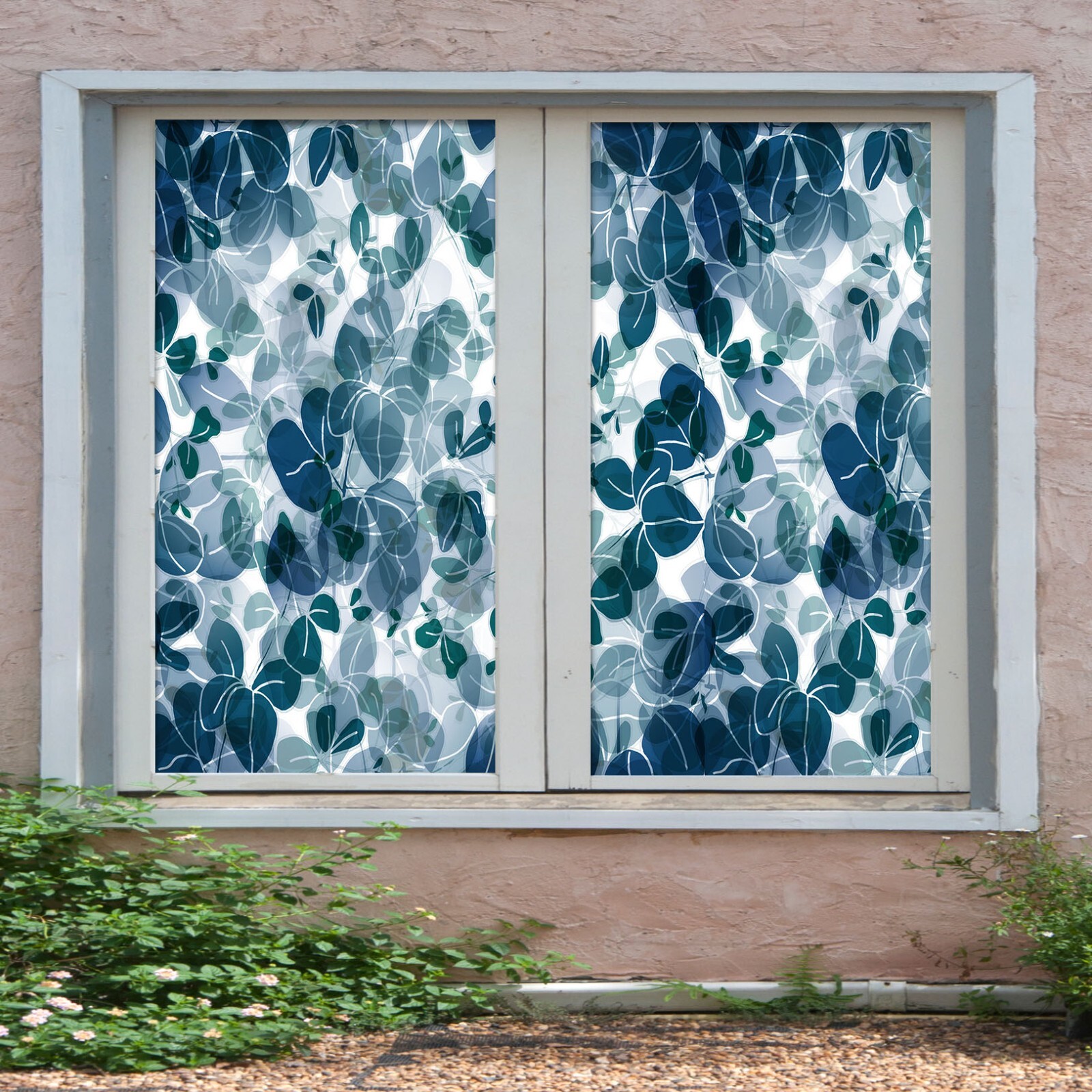 3D Leaf Pattern A448 Window Film Print Sticker Cling Stained Glass UV Sinsin