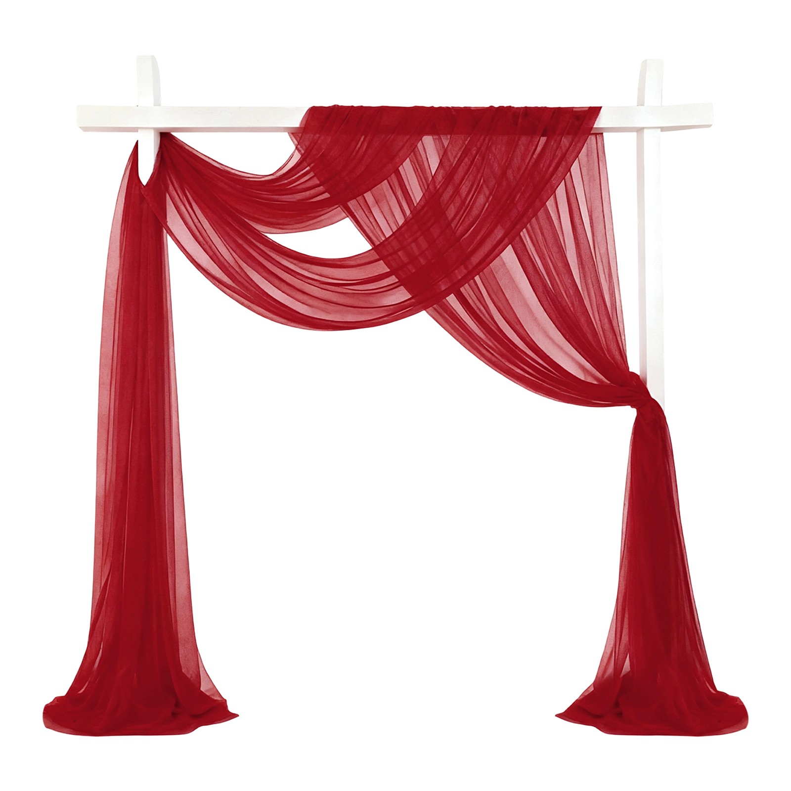 Wedding Arch Draping Fabric, 32” x 33Ft Sheer Drapes Chiffon Fabric, Dark Red