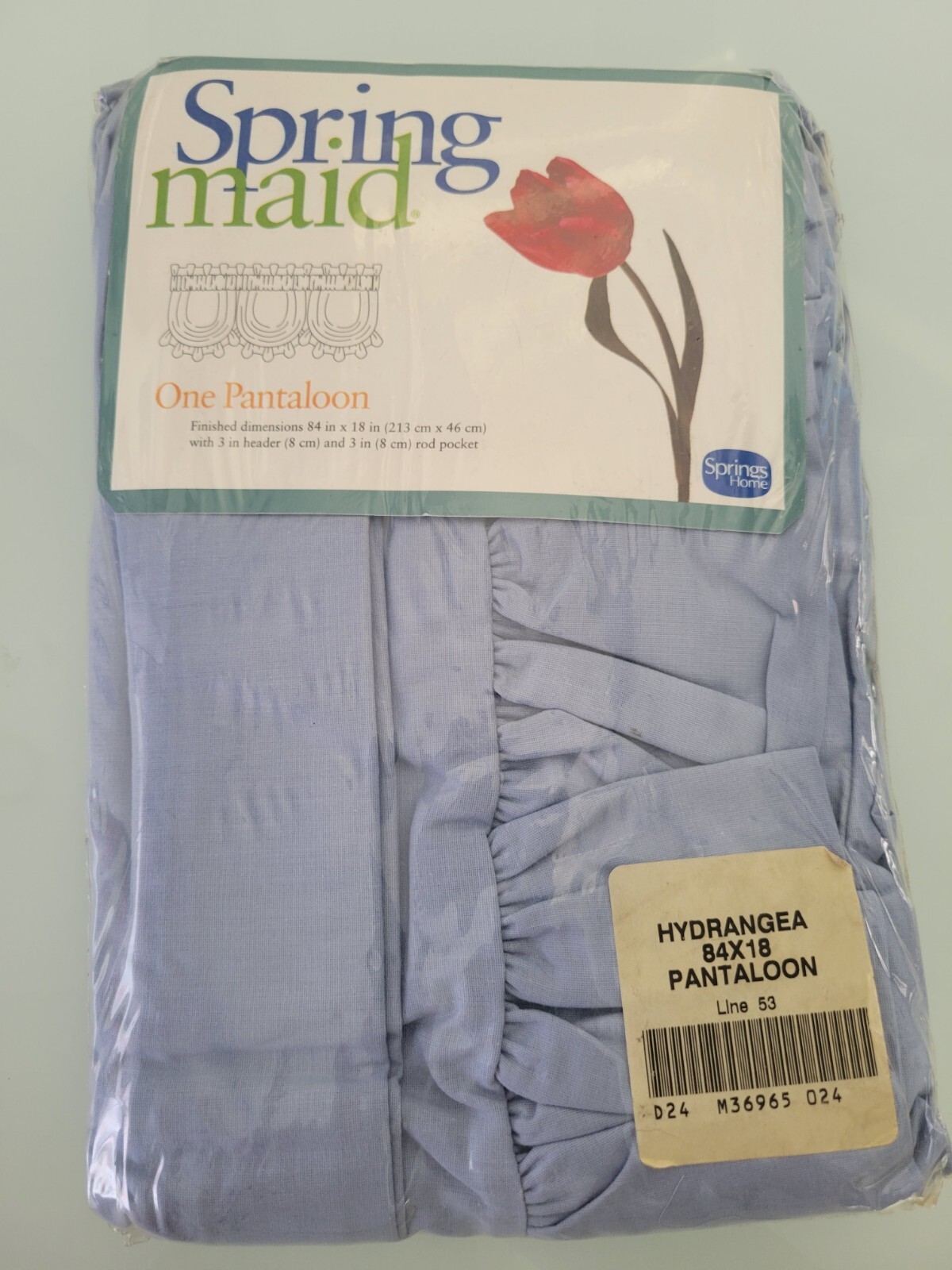 Vintage Spring Maid One Pantaloon Window Treatment Hydrangea Blue 84×18 Inches