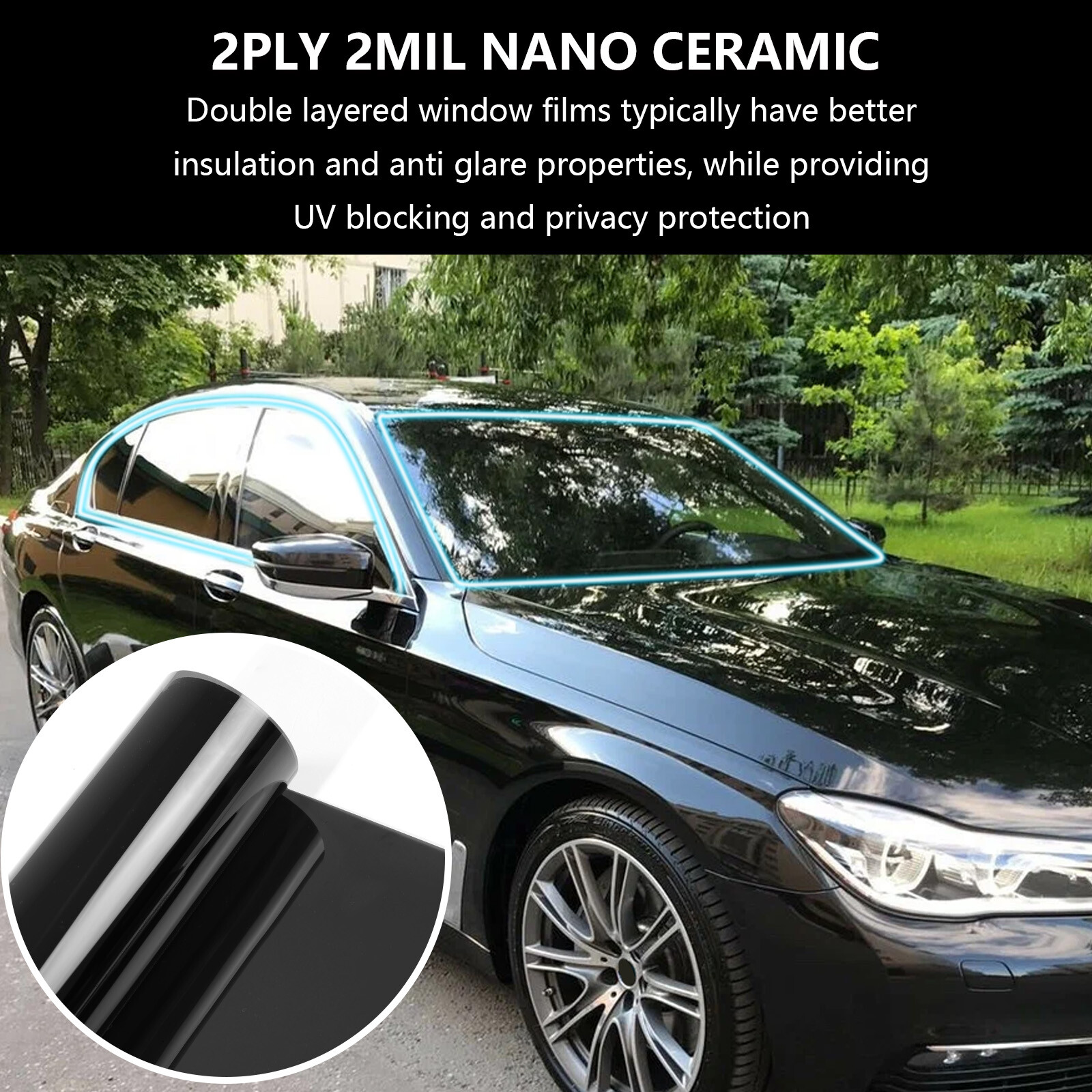 Nano Ceramic Window Tint Film Roll 5% 20% 35% VLT for Home, Office, Car, Truck