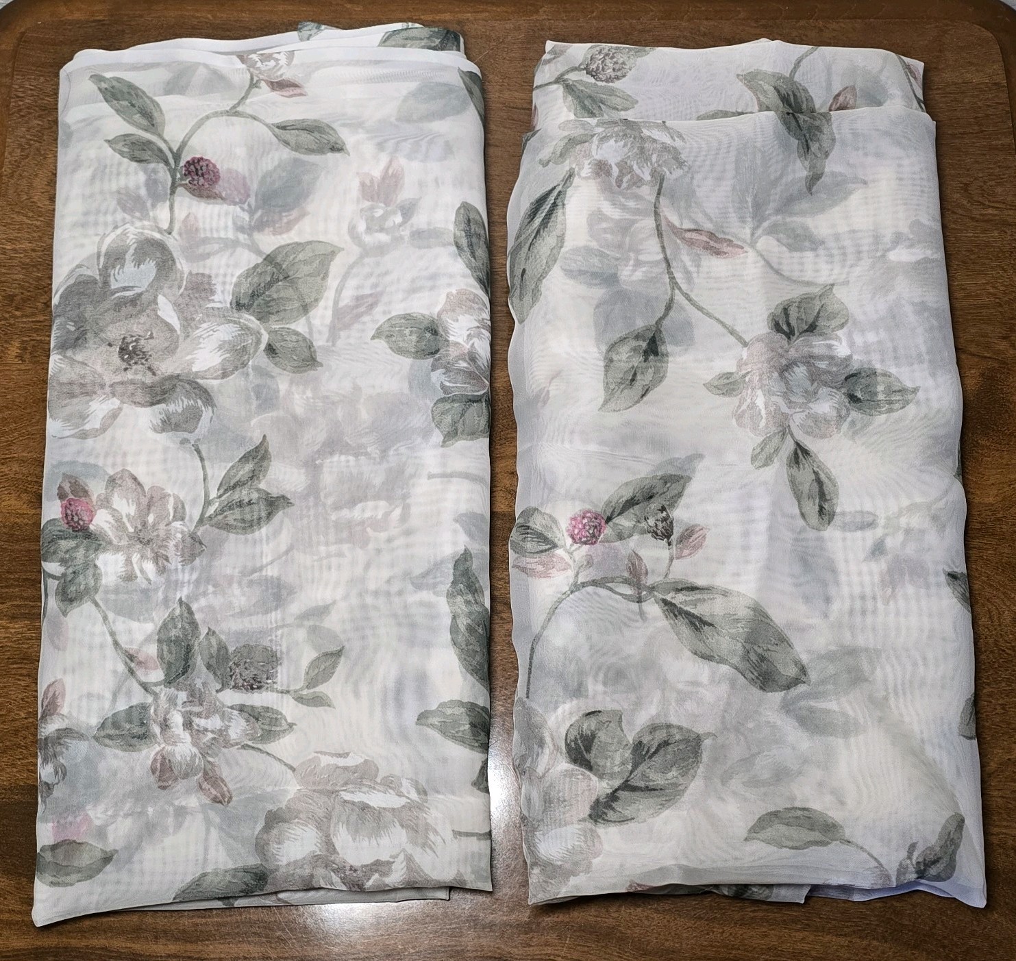 Pair (2) JCPenney Southern Traditions Sheer Curtain Panels 60×84 Ivory Floral