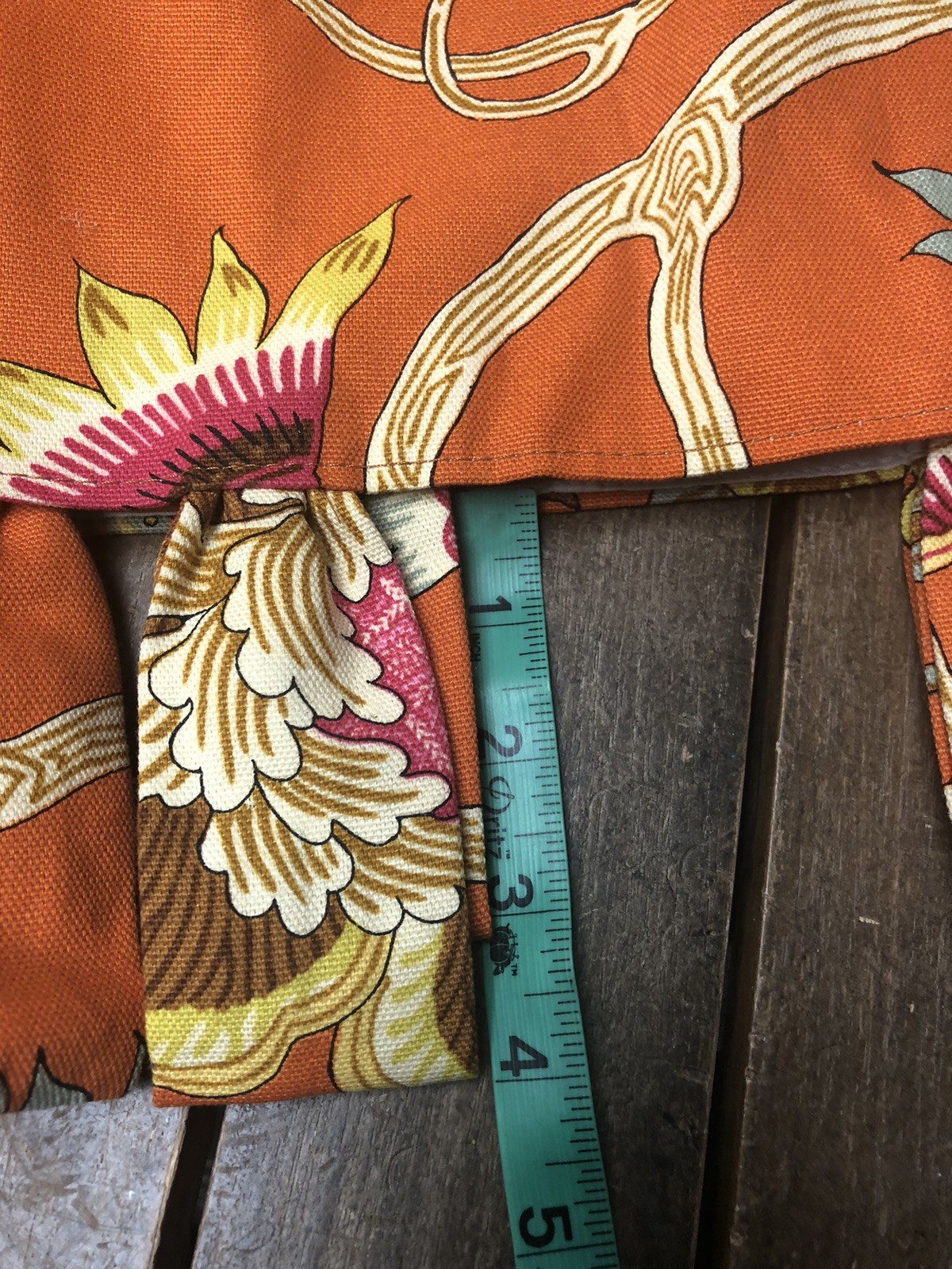 Custom Made Jacobean Floral Valance Orange Multicolor Rod Pocket 272×22″ Lined