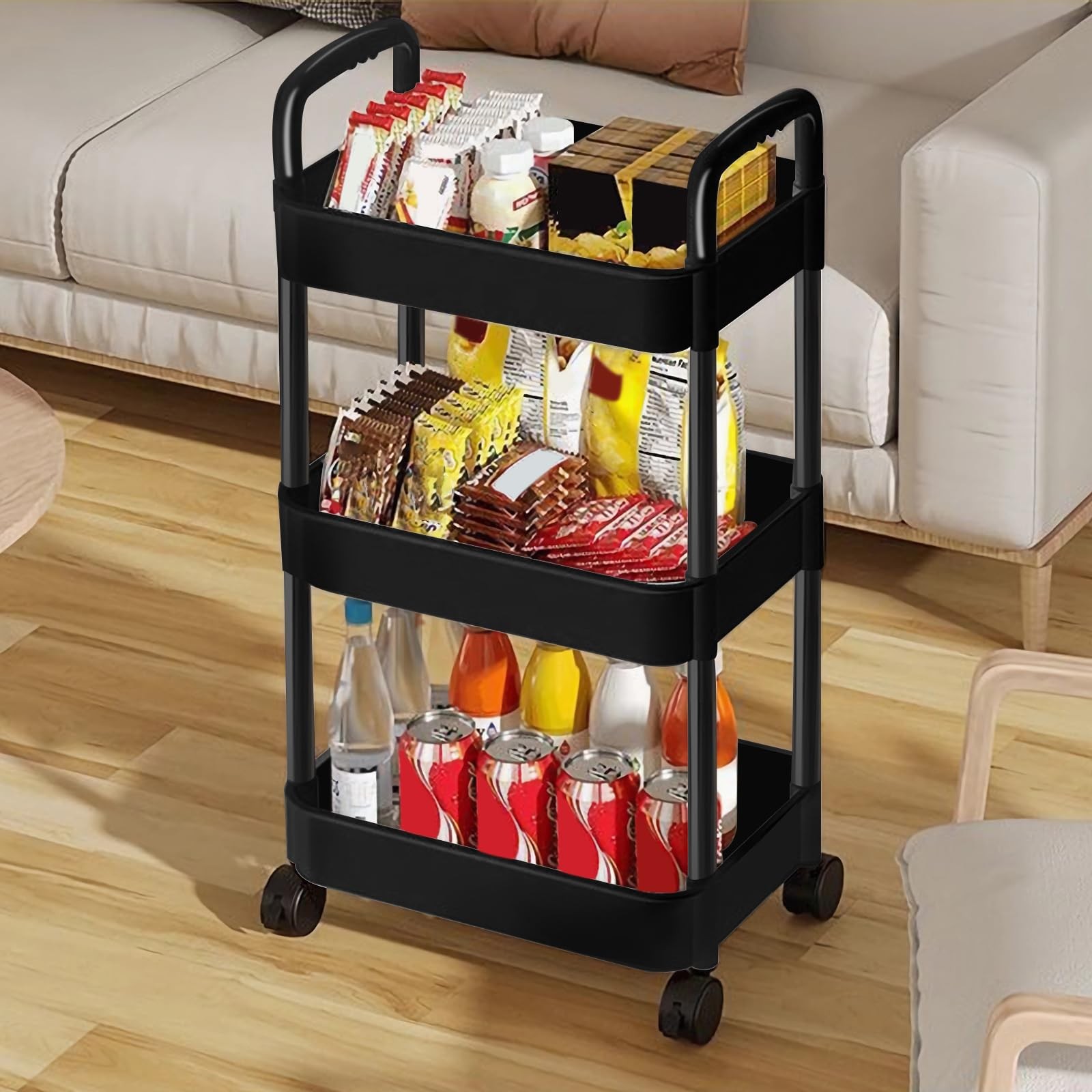 EZ COZY 3 Tier 16 inches (L) x 11.4 (W) x 29.7 (H), Black