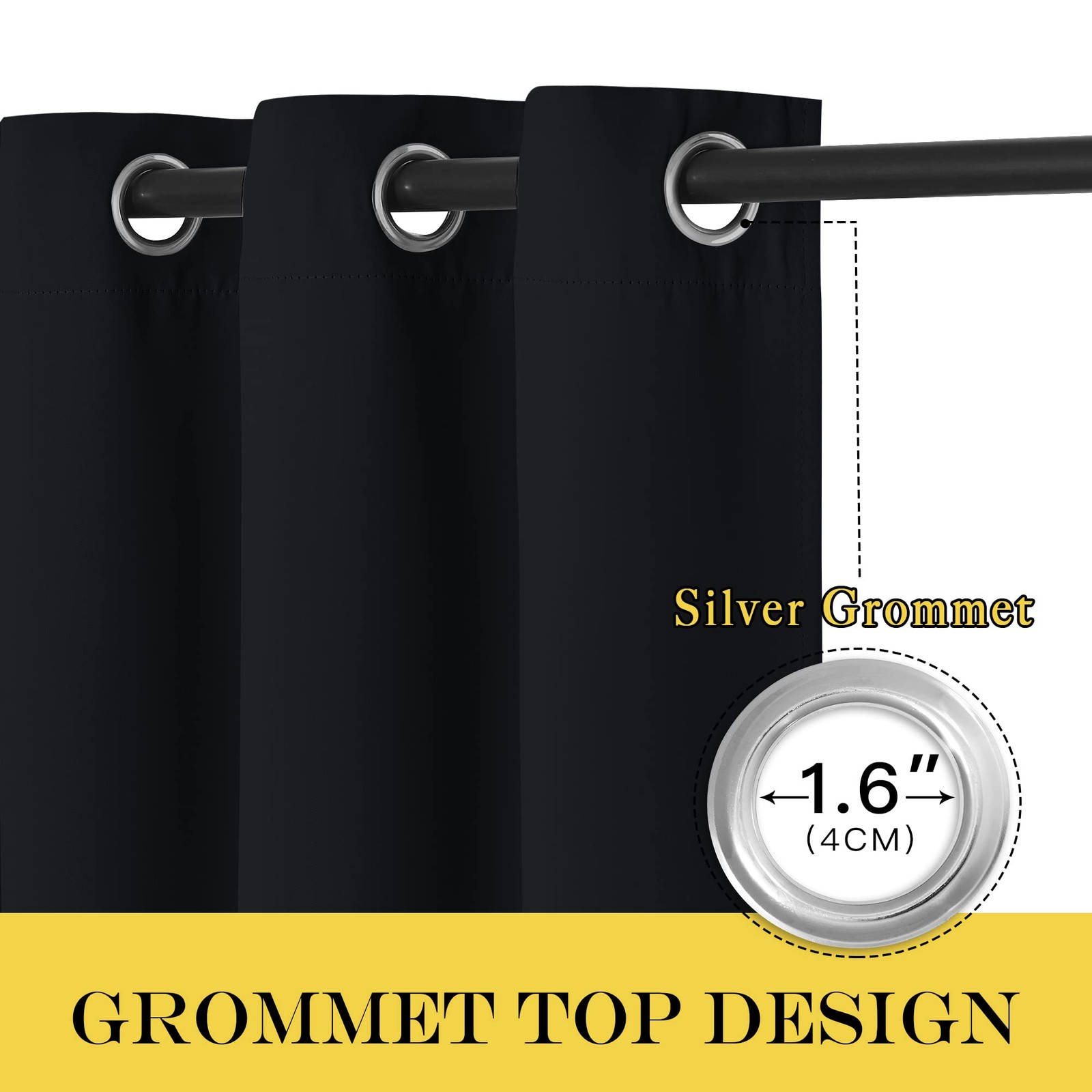 Black Out Curtains 63 inch Long – Grommet Thermal Insulated Modern Room Darke…
