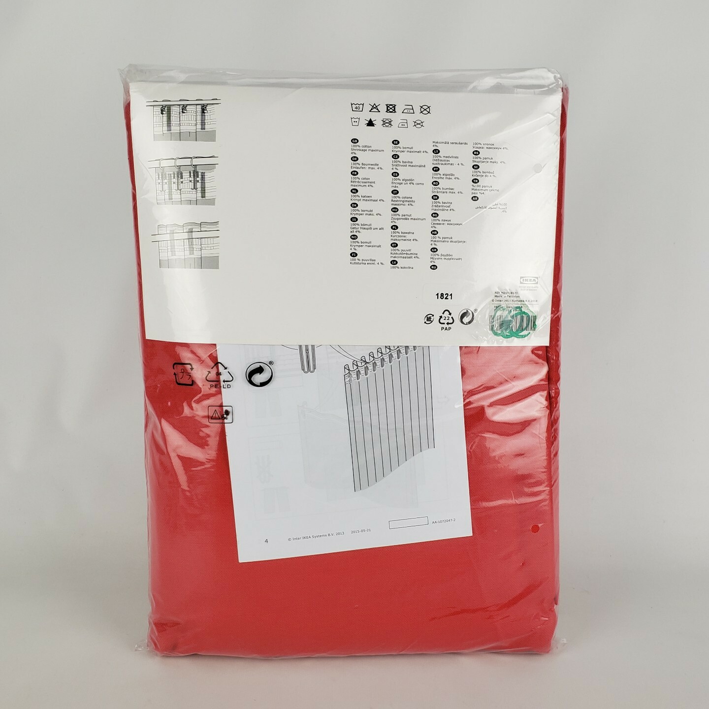 Ikea Annalouisa Curtains 1 Pair (2 Panels) Cotton 57″ x 98″ Red New 100% Cotton