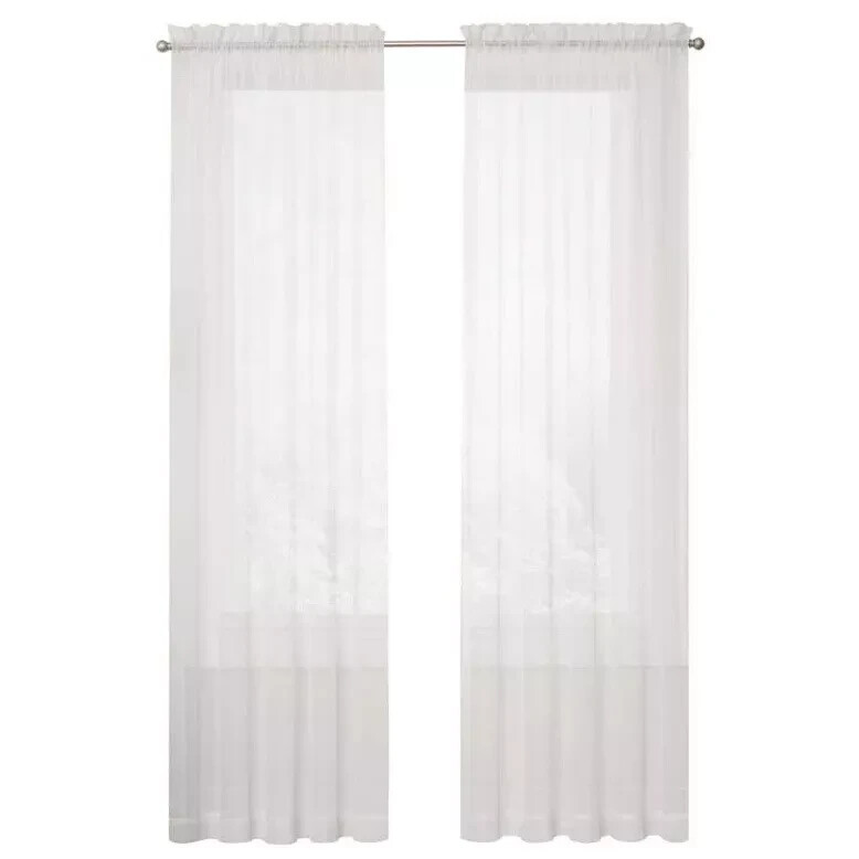 2 Panels Sheer MAINSTAY Window Curtains SHEERS with Rod Pocket Living Room White