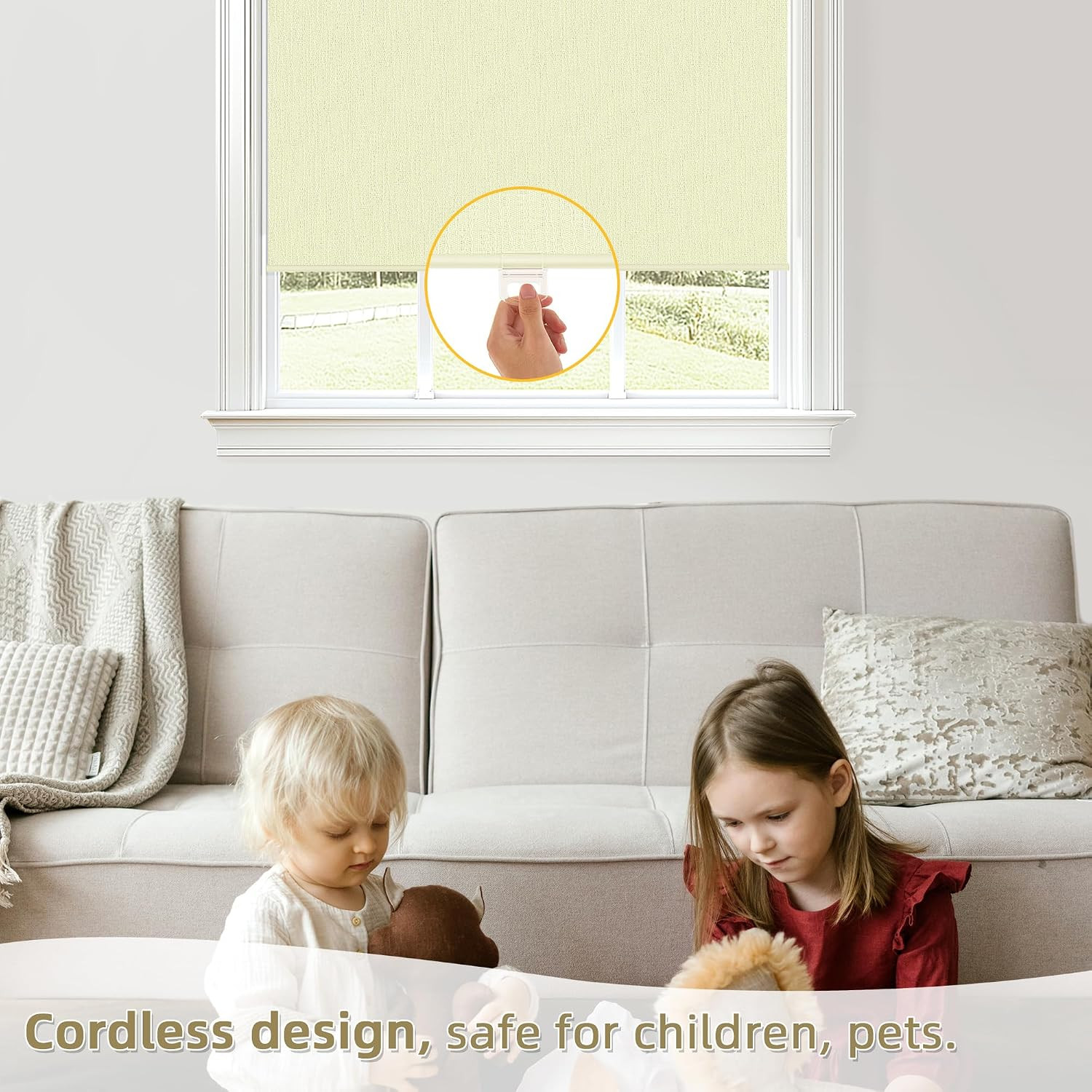 ChrisDowa 100% Blackout Roller Shades for Windows, Striped Pattern Cordless Pull