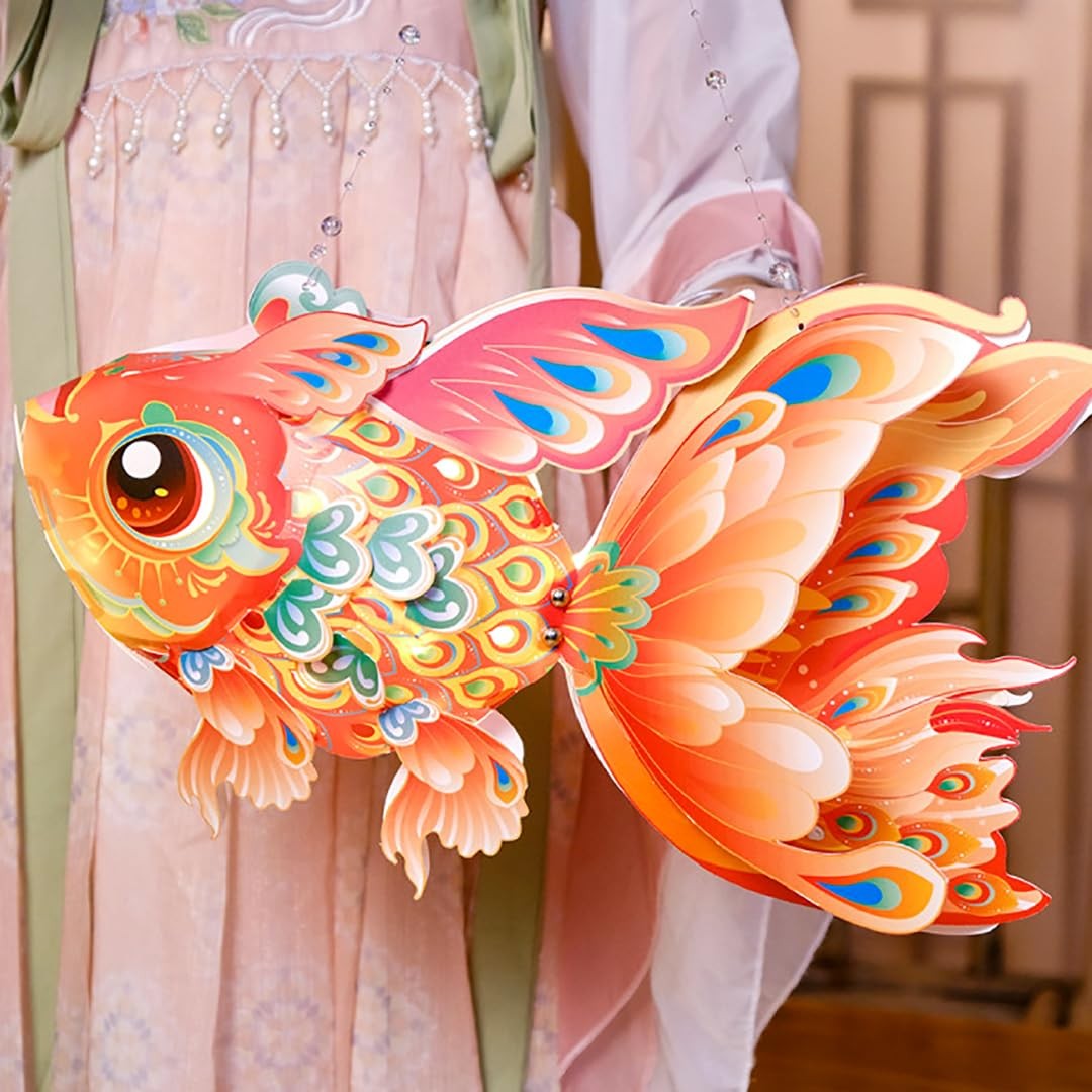 Chinese New Year Lantern 2025 Festival DIY Craft Hand Held Fish Lanterns for …