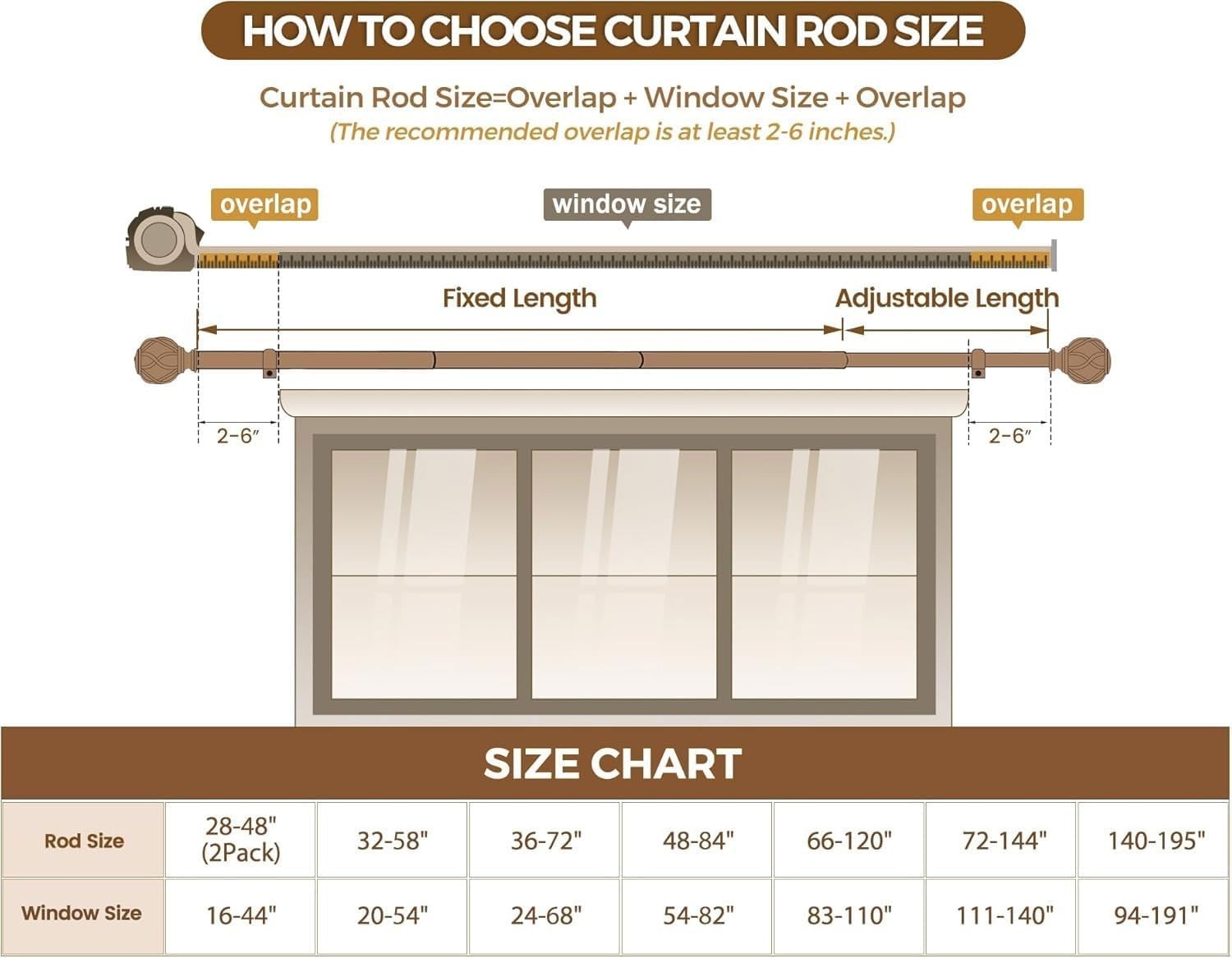 KAMANINA White Curtain Rods for Windows 72 to 144 Inches (6-12ft) Long Heavy Dut