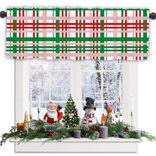 Christmas Valances for Windows, 54 x 18 Inch 18.1″W x 53.9″L (Pack of 1) Red