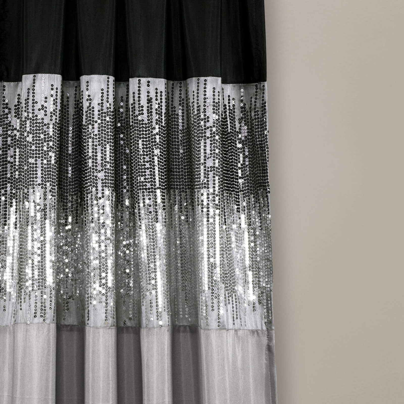 Night Sky Window Curtain Panel, Single, 42″ W x 95″ L, Black & Gray – Sequin …