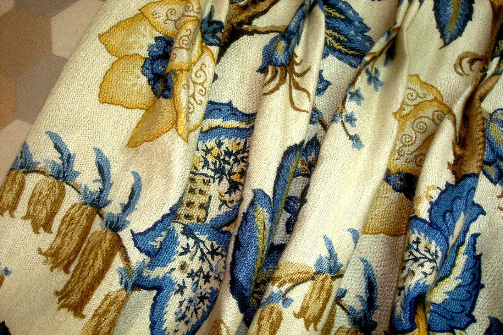 Custom Remade SCHUMACHER Drapes LINEN 2 pc Tree of Life Lined Pleated 103″ lg