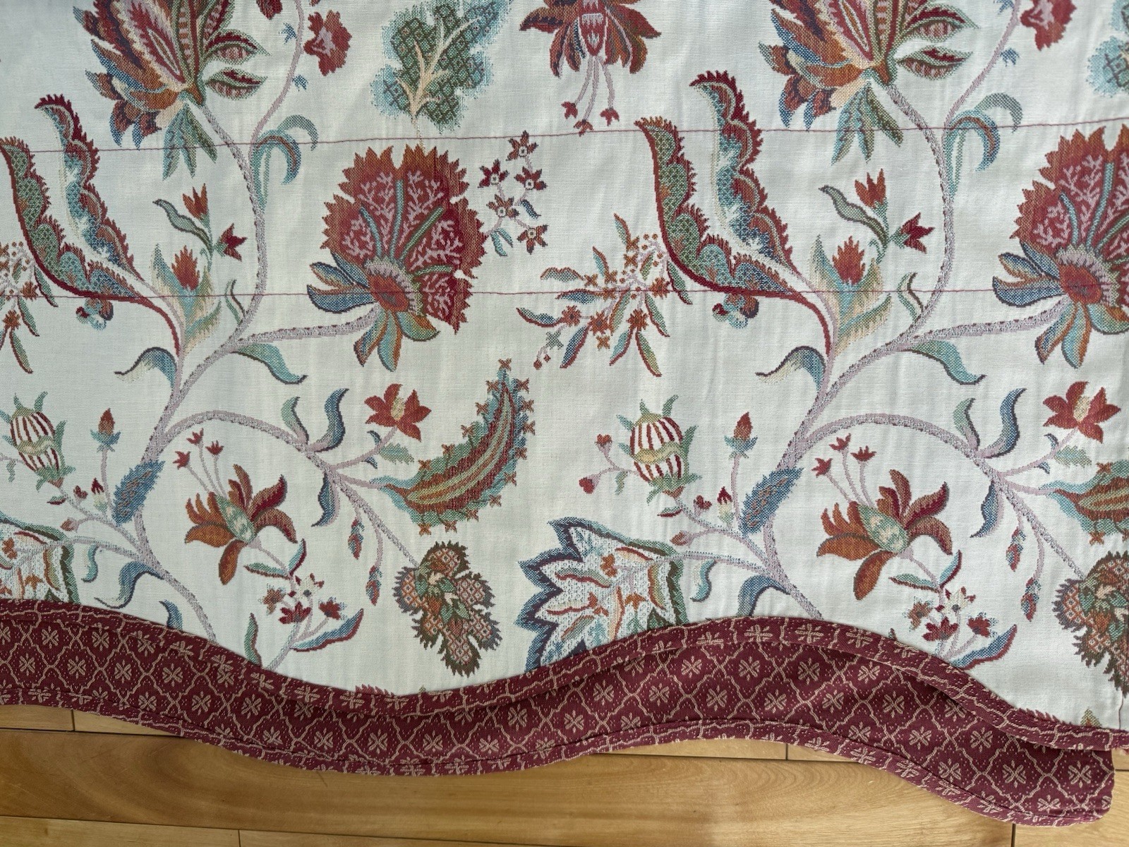 2 Waverly Scallop Layer Brocade Valances Lambrook Lambury Heather Rust Teal