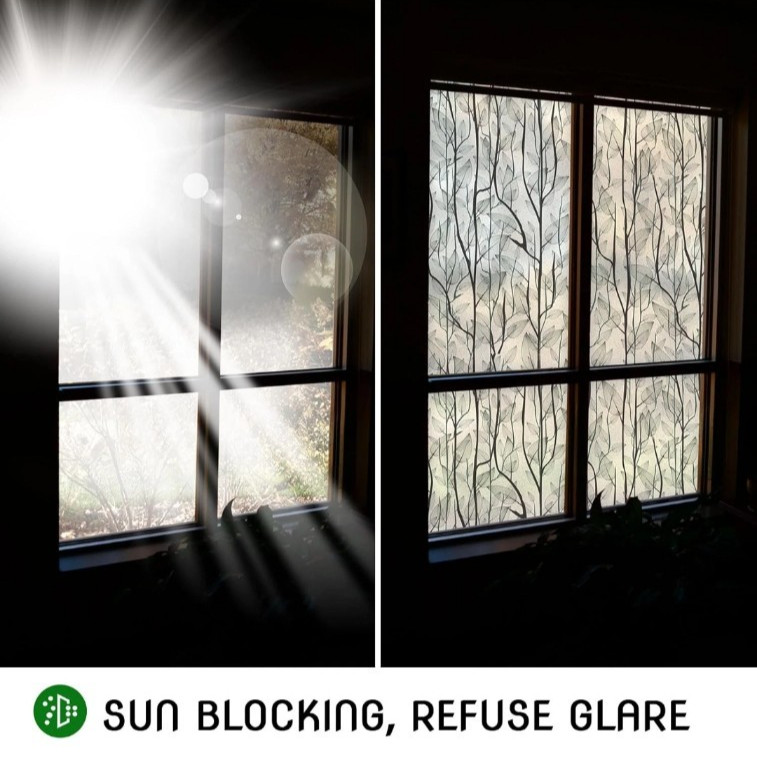 DKTIE Window Film Privacy with Installation Tools 17.7 x 78.7 Dark Green