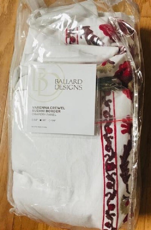 Ballard Designs Varenna Drape Red 84 Curtain Embroidered Suzani Left Panel More+