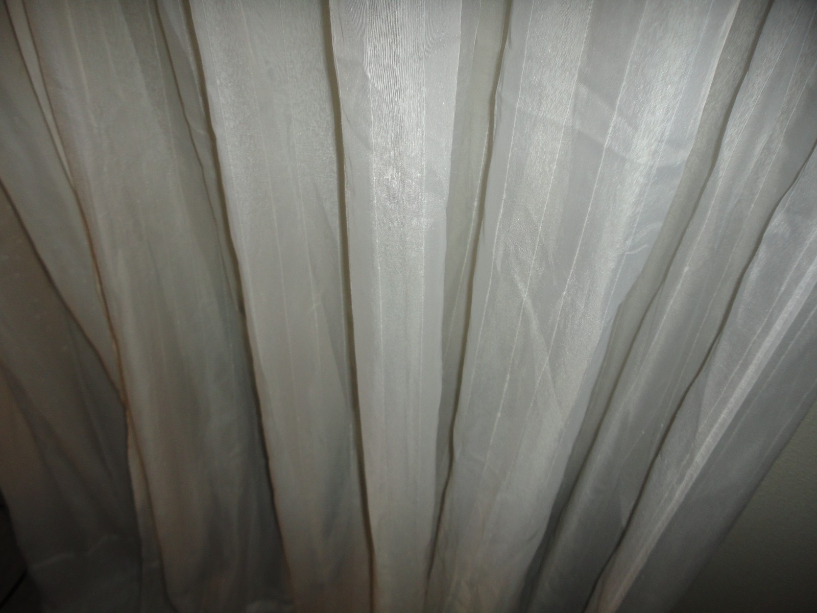 VICTORIAN DOTTED SEMI SHEER STRIPE (PAIR) RUCHED GATHERED PANELS 35 X 80 WHITE