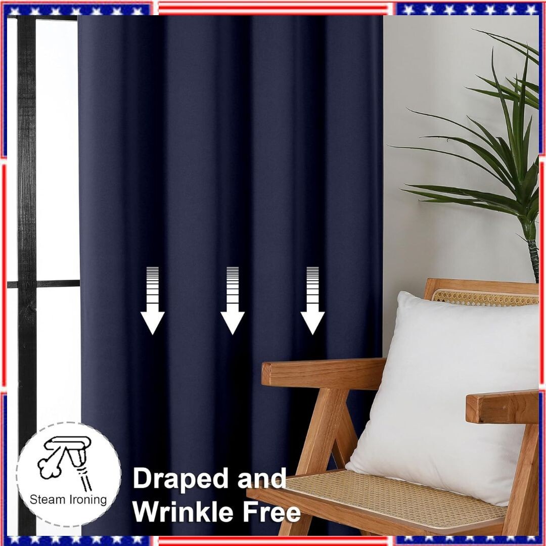 Kitchen Curtains 36″ Long for SMALL Window Short Drapes Navy BLUE 40 X 36 In