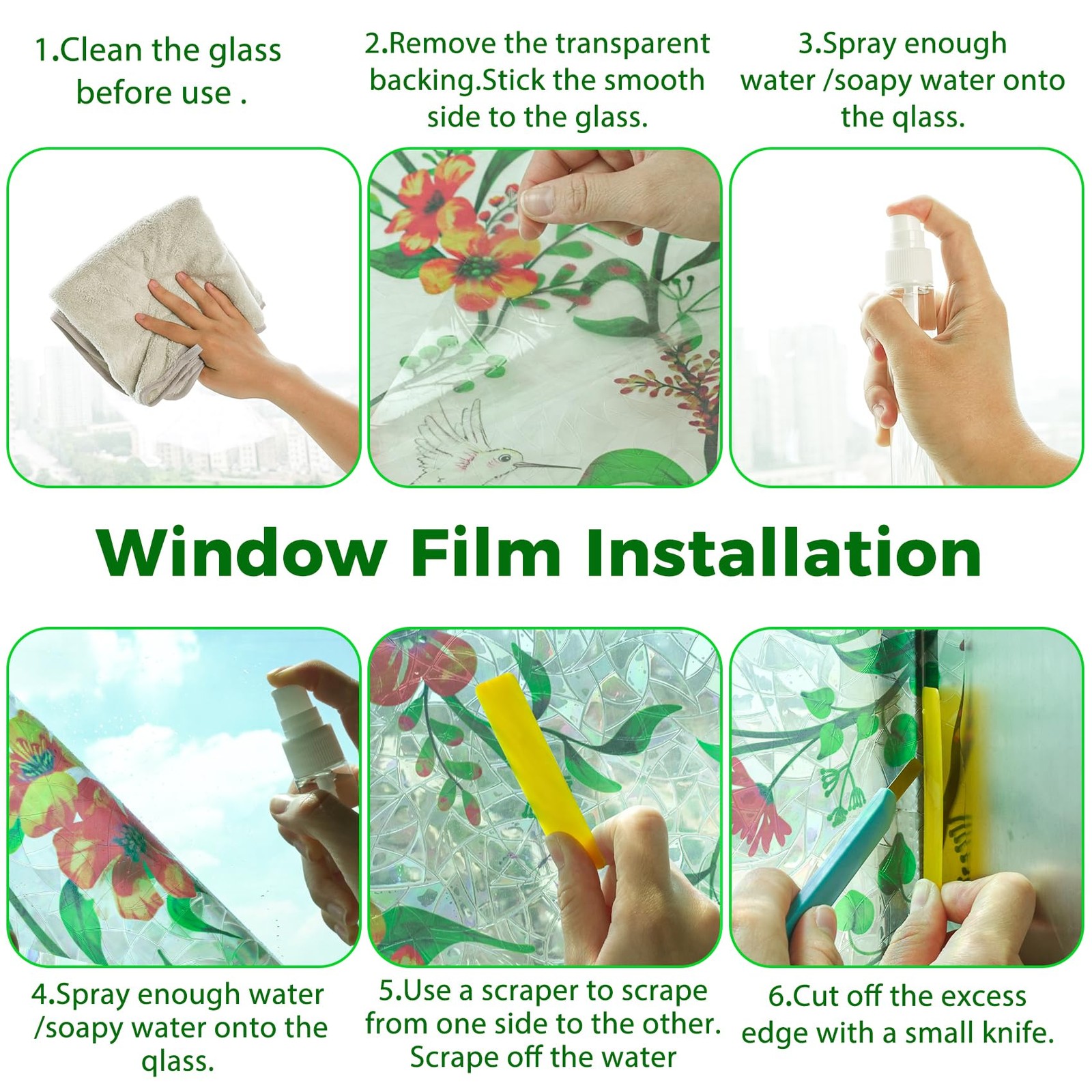 Stained Glass Window Clings Decorative Suncatcher Window Film Stickers