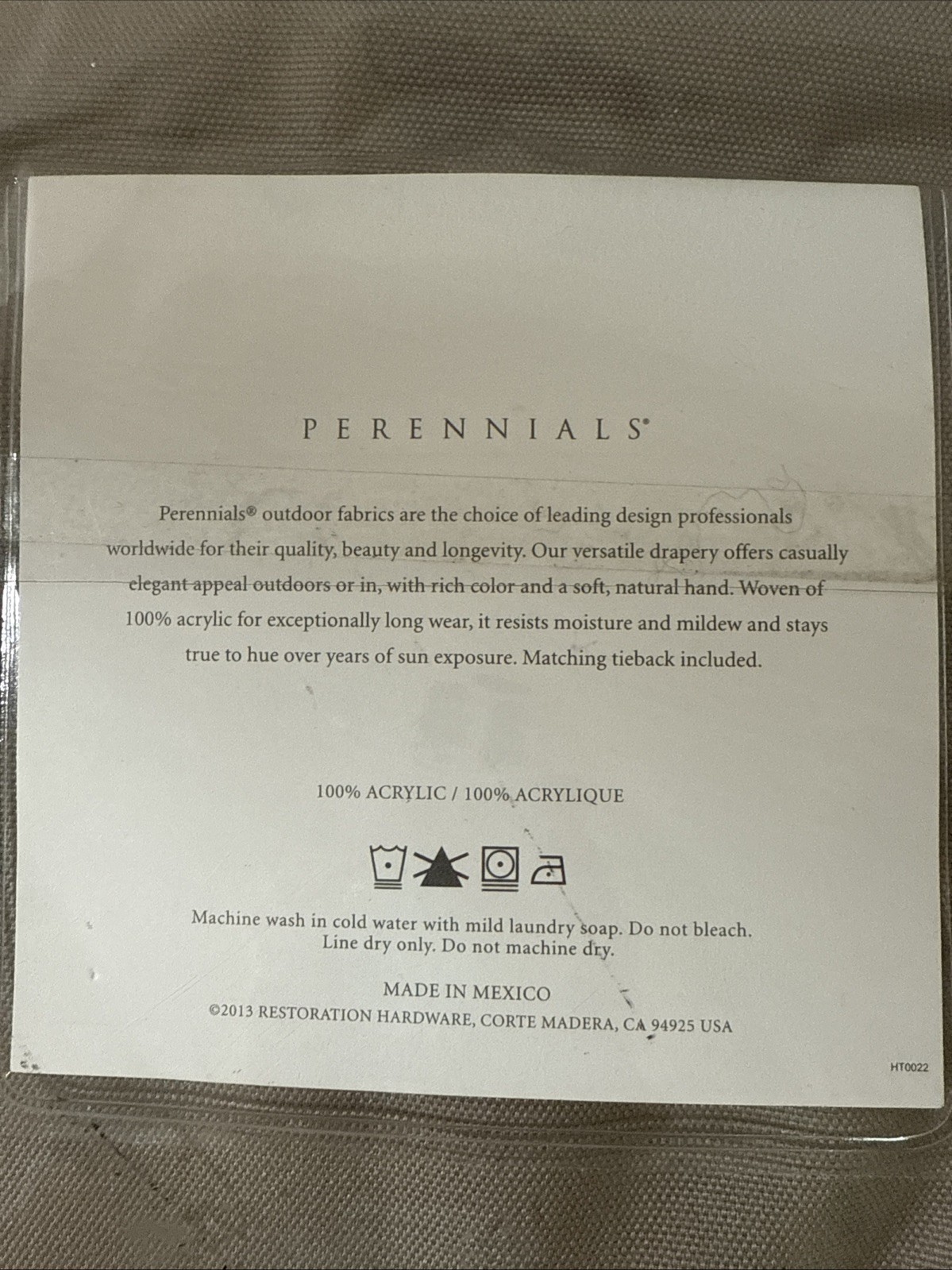 Restoration Hardware PERENNIALS SOLID TEXTURE LINEN RP 50″ x 96″ Fog NWT