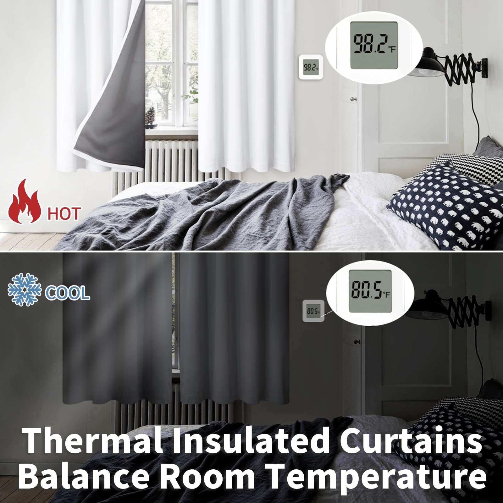 BGment White Blackout Curtains for Bedroom 63 Inch Long – Thermal Insulated