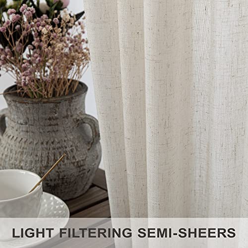 Linen Window Valance for Kitchen 3 Inch Rod 52″W x 18″L (Pack of 1) Natural