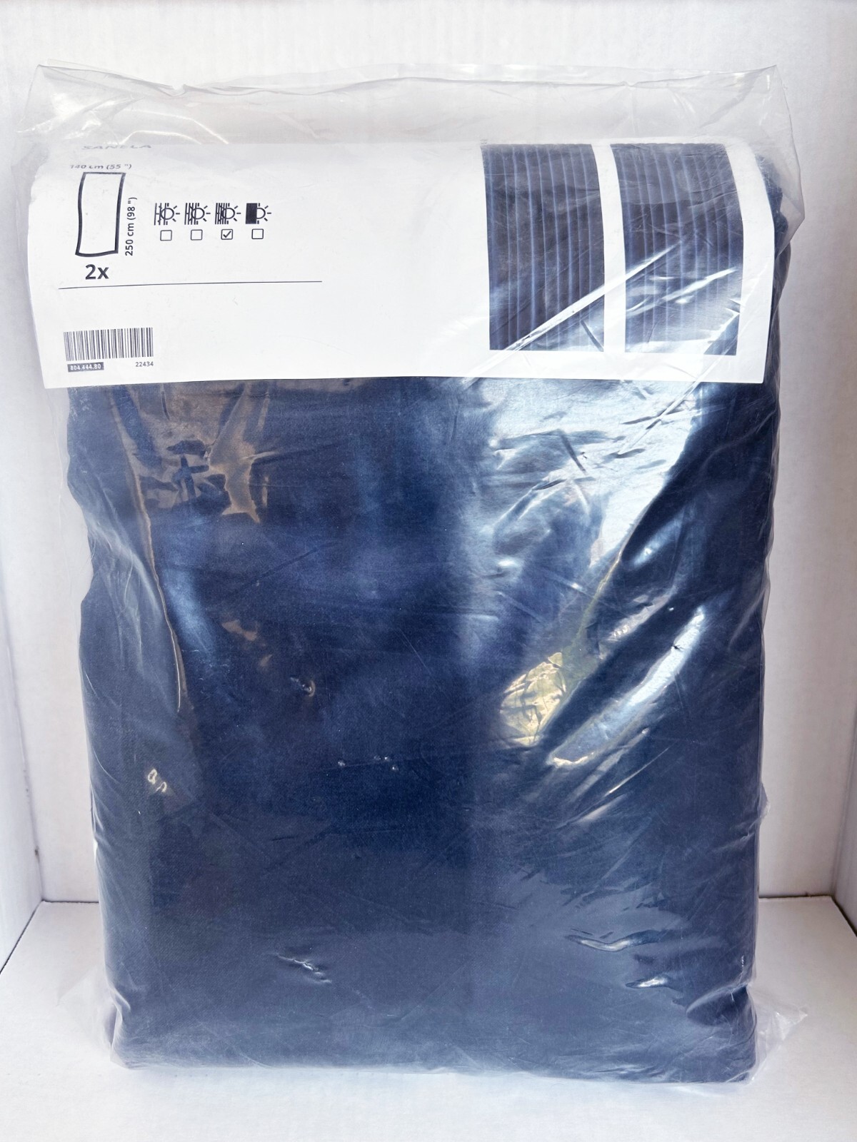 Ikea SANELA Curtains Room Darkening 55×98 ” 1 pair, dark blue 804.444.80 – NEW
