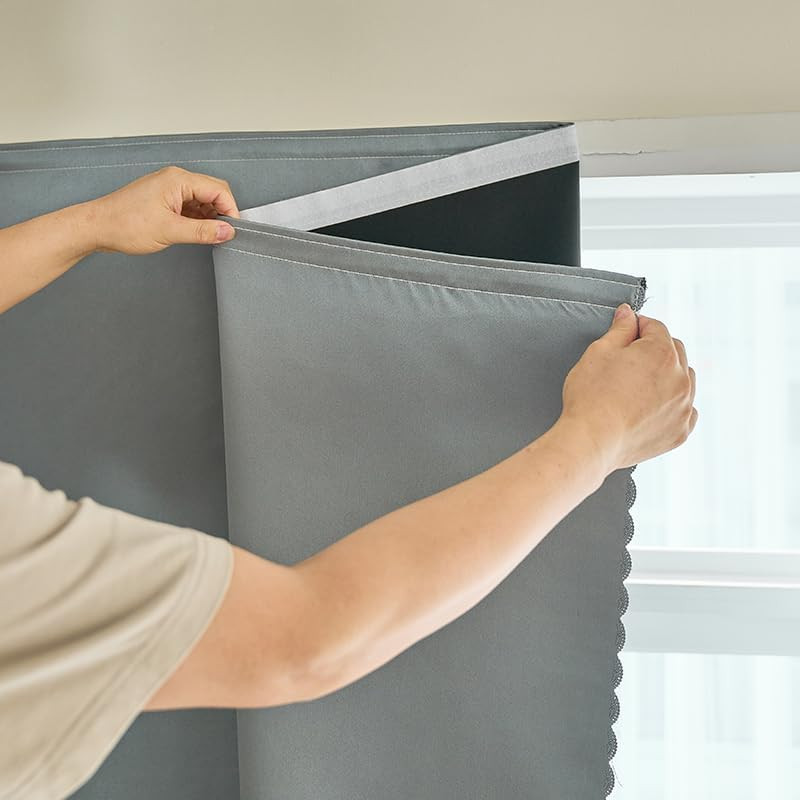 Self Adhesive Curtains 100% Blackout Shades Window Cover Sticky Curtain Portable