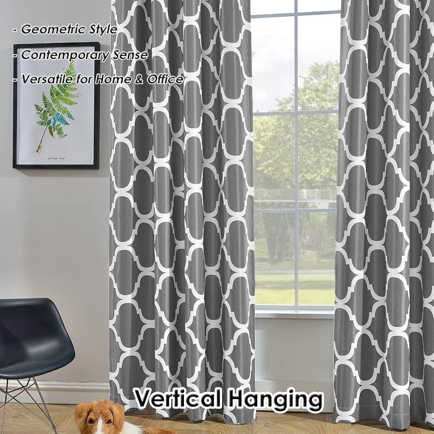 Luxurious Grey Moroccan Blackout Drapes, 100×96 Inch with Grommet Top Design