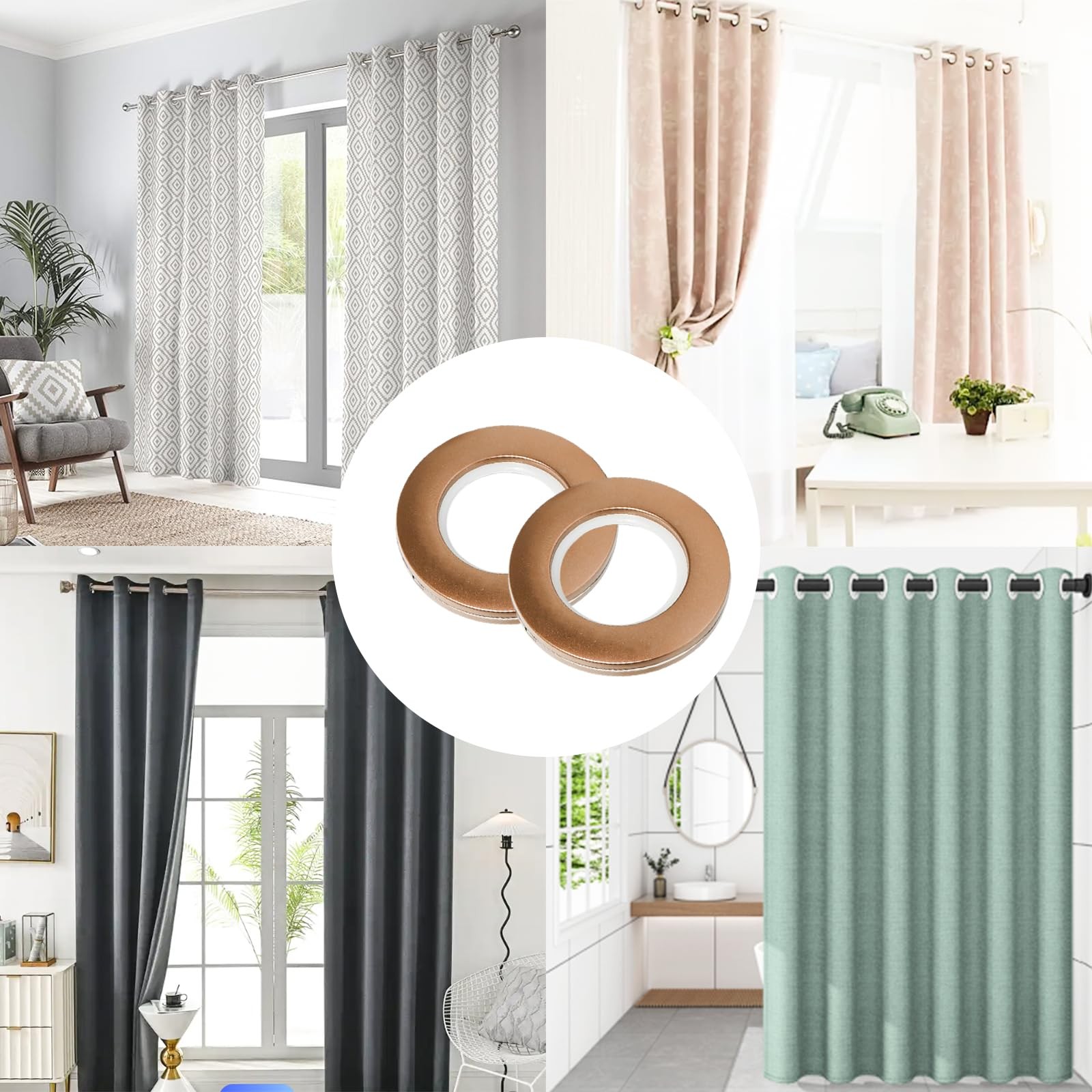 20 PCS Plastic Curtain Grommets Eyelet Rings Matte Coffee Inner 19/16 Inch