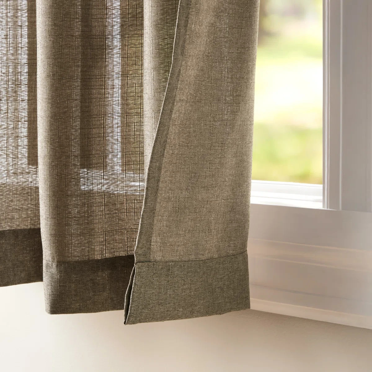Loha Cafe Solid Light Filtering Grommet Top Curtain, 54 In. W X 96 In. L