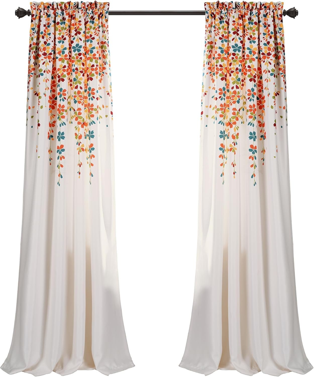 Weeping Flower Turquoise Tangerine Curtains