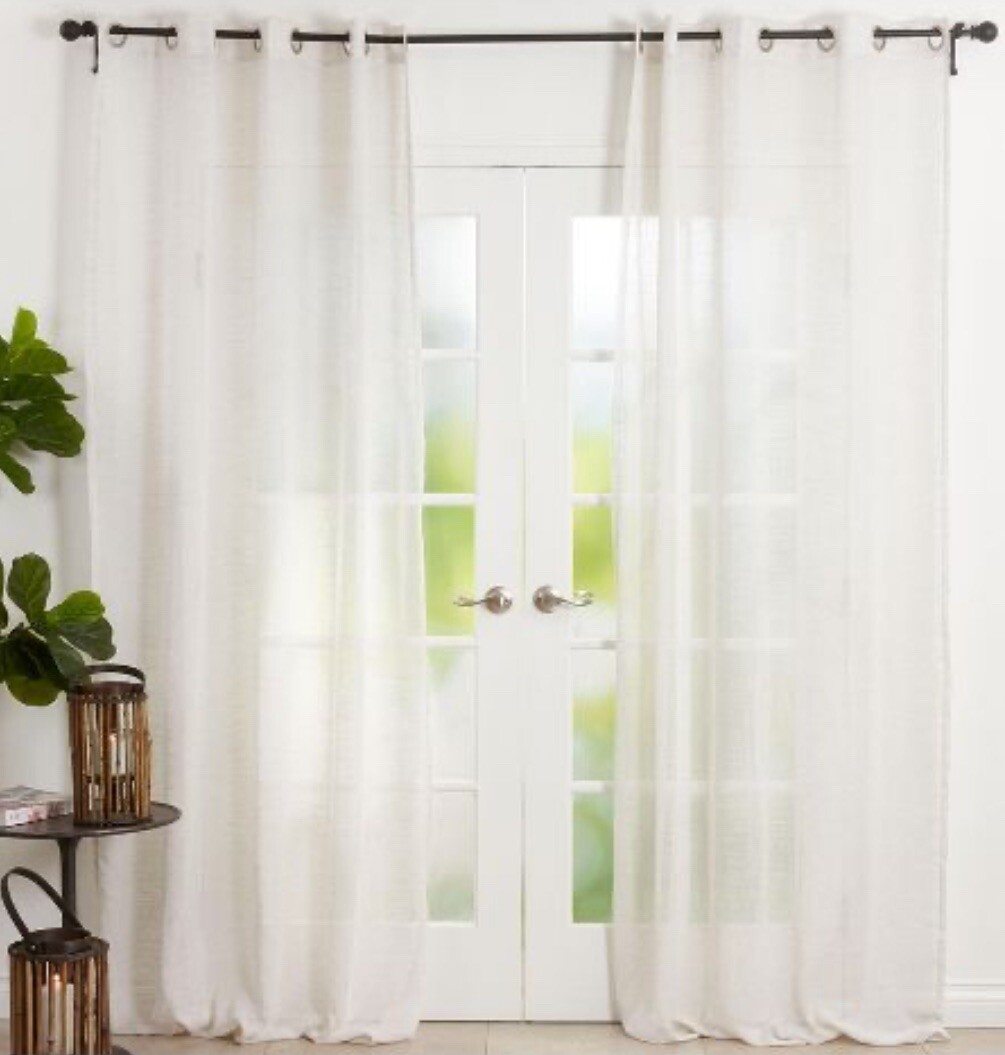 Set Of 2 Northshire Sheer Curtains Linen Grommet Curtain 52” X 96” White