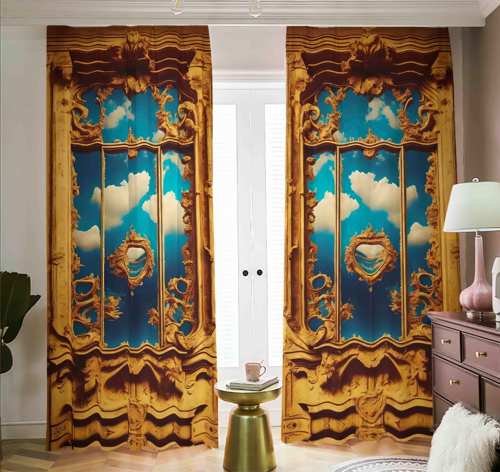 Surrealistism Baroque Sky Window Frames Blackout Curtains Drapes Shades Lodge