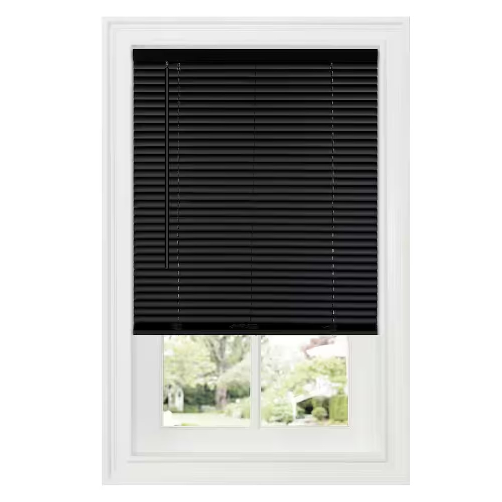GII Deluxe Sundown Black Cordless Room Darkening Vinyl Mini Blinds with 1 In. Sl