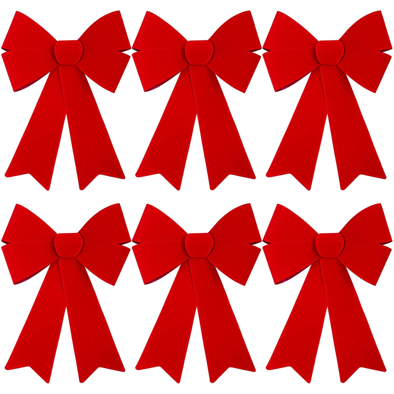 6 PCS Red Christmas Wreaths Bows 12×9 Inch Red Velvet Xmas Party Decor Bow