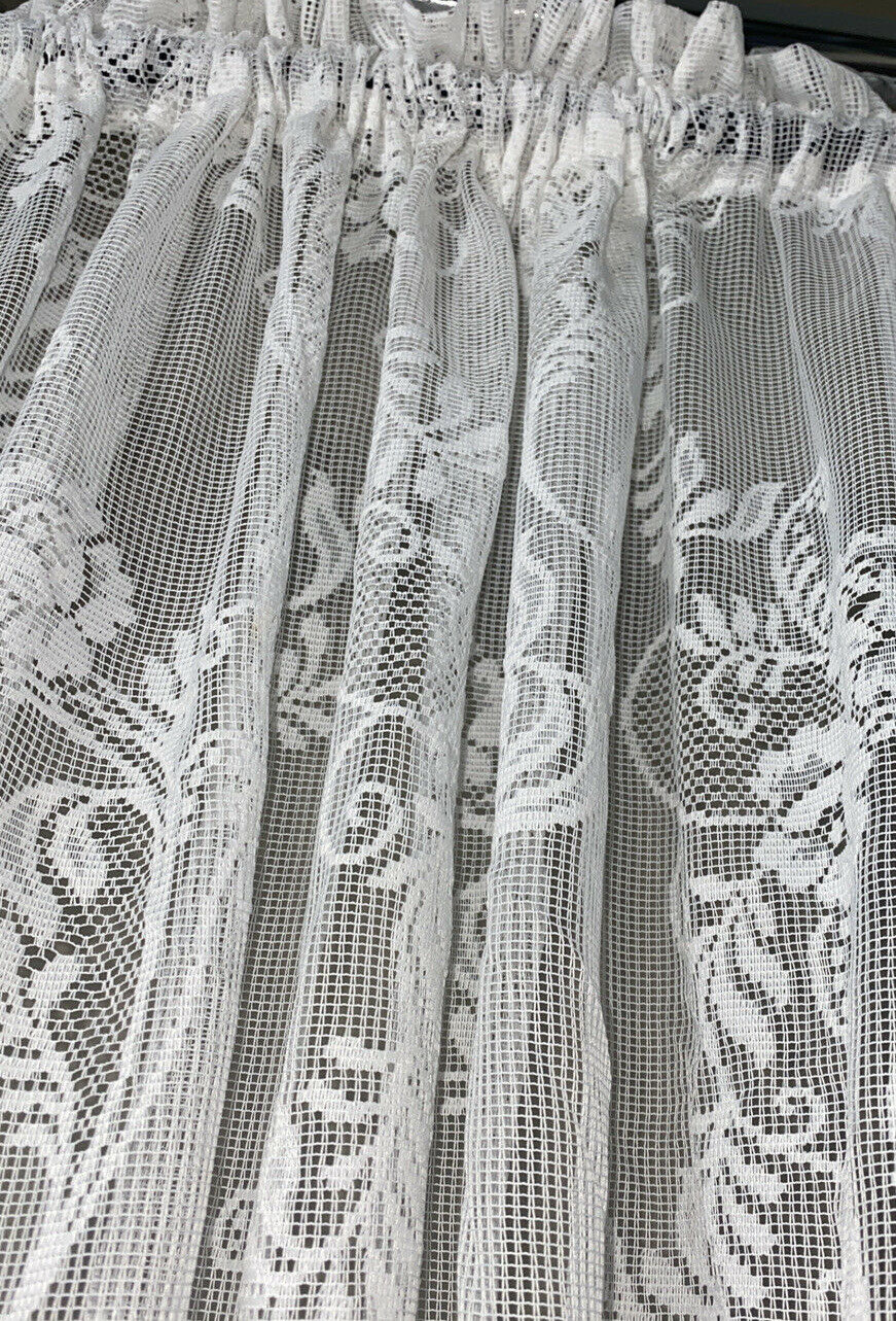 1 Vintage Lace Delicate Curtain Panel Valance Fancy Sheer Lacy Victorian Short