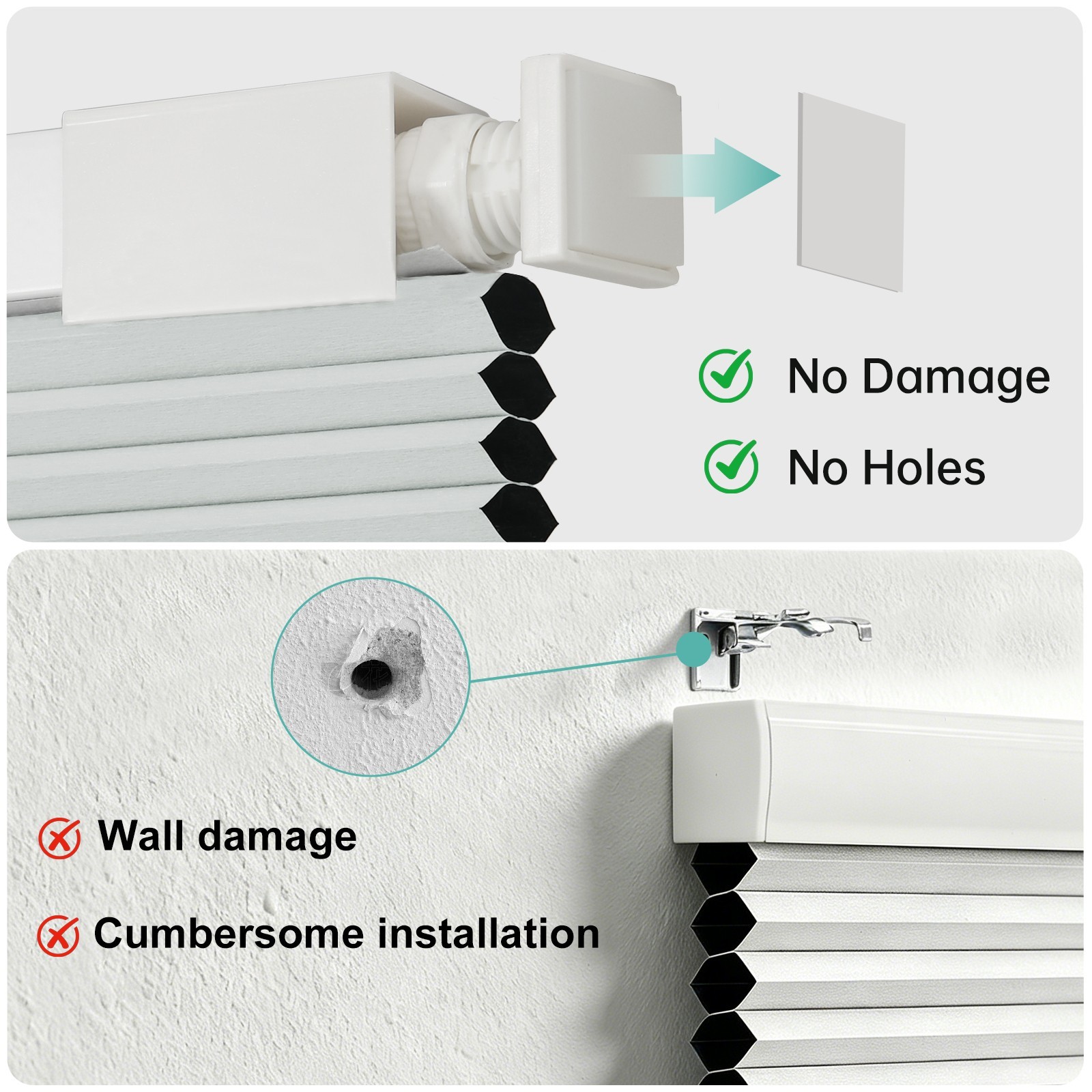 No Drill No Tools Blackout Cellular Shades Cordless Honeycomb for Windows