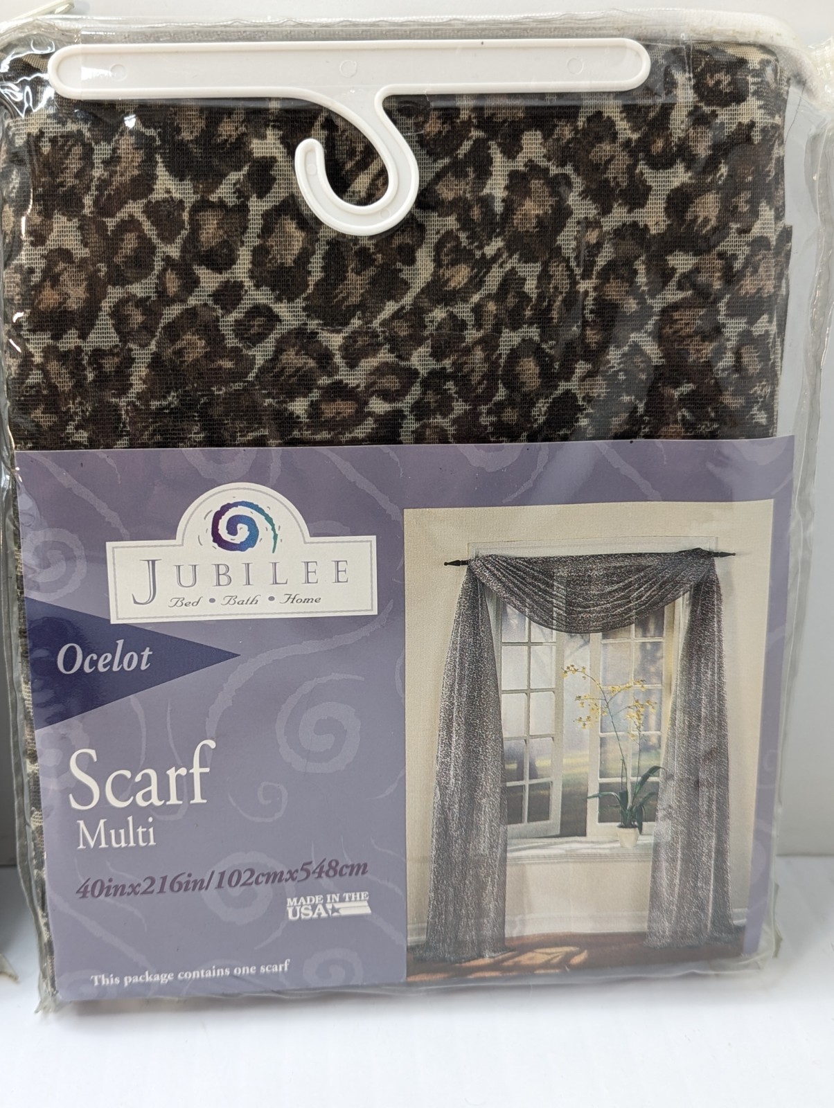 2 Jubilee Ocelot /Animal Print : 40″x216″ Window Scarf Scarves 102cm x 548cm NOS