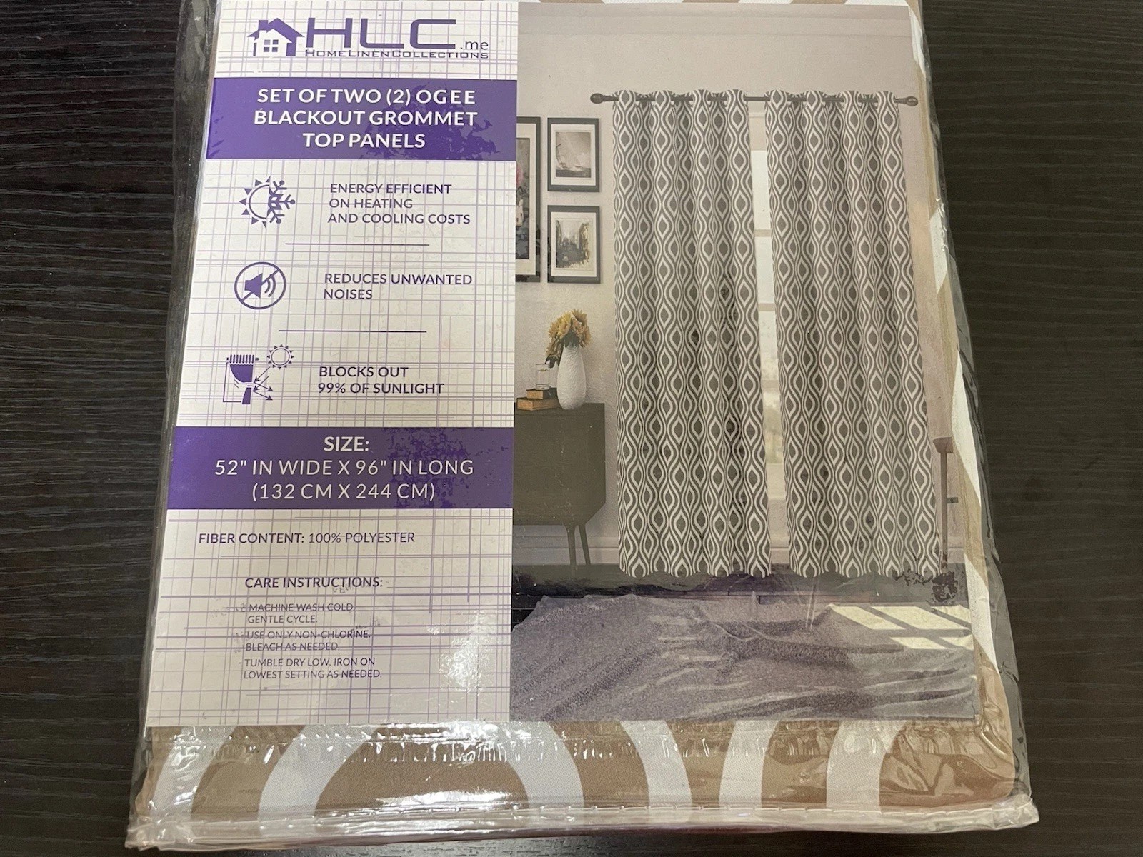 Home Linen Collection 99% Blackout Curtains 52”W x 96”L – Set (2) – Taupe Color